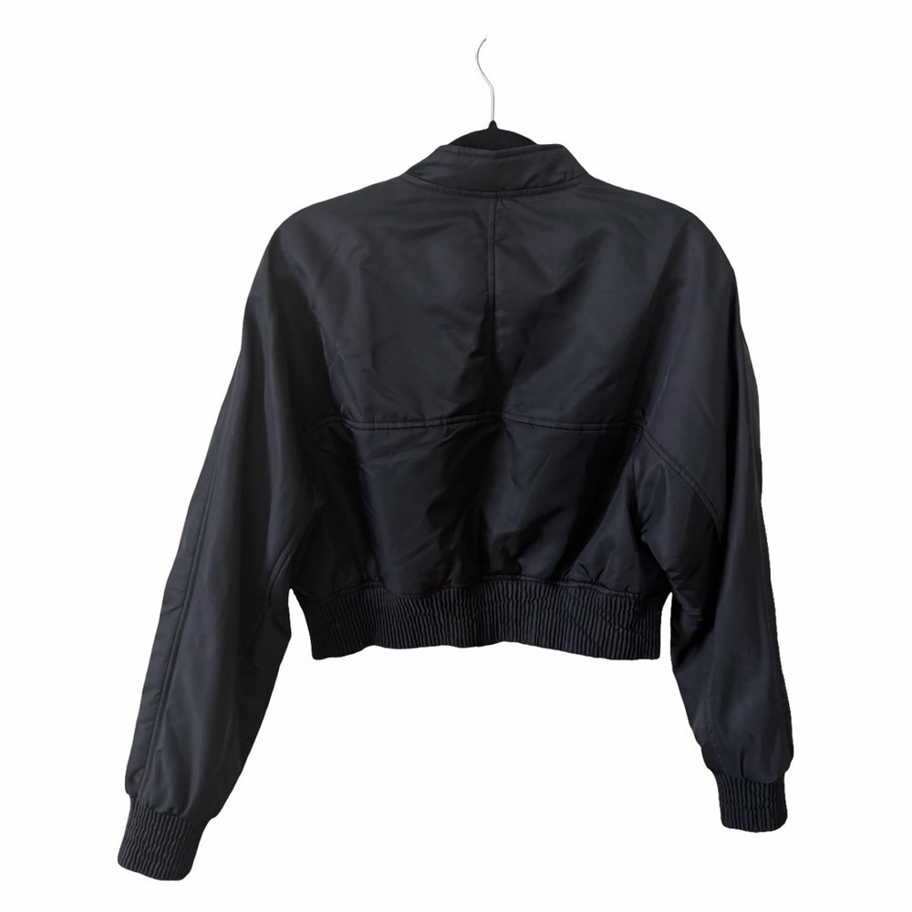 ZARA Cropped Nylon Rocker Oversized Bomber Jacket Black Sz S - Picture 4 of 8